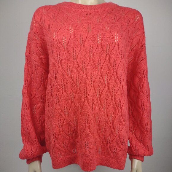 Boden coral orange open knit wool alpaca blend pullover sweater ladies size 12 - Picture 1 of 8